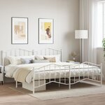 vidaXL Cadre de lit métal avec tête de lit/pied de lit blanc 193x203cm