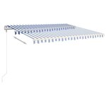 vidaXL Auvent manuel rétractable avec poteaux 4x3 5 m Bleu et blanc