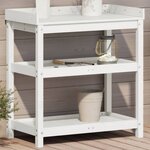 vidaXL Table de rempotage avec étagères blanc bois massif de pin