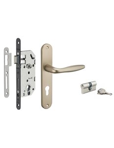 THIRARD - Garniture serrure encastrable à cylindre Monomax + ensemble poignées Thalia axe 40mm bouts ronds 3 clés - THIRARD