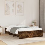 vidaXL Cadre de lit sans matelas chêne fumé 140x190 cm bois ingénierie