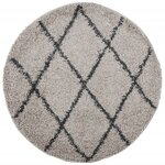 vidaXL Tapis shaggy à poils longs moderne beige et anthracite Ø 240 cm