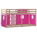 vidaXL Lit superposé avec rideaux rose 75x190 cm bois pin massif
