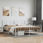 vidaXL Cadre de lit métal avec tête de lit/pied de lit blanc 183x213cm