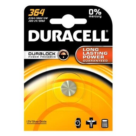 pile oxyde argent pour montres 'Watch' 364 (SR60) 1,5 Volt DURACELL