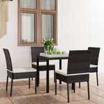vidaXL Ensemble à manger de jardin 5 Pièces Résine tressée Noir