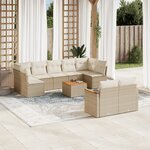 vidaXL Salon de jardin avec coussins 10 Pièces beige résine tressée