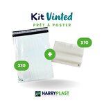 Kit colis Vinted – 10 enveloppes plastique N°4 (320x410 mm) + 10 pochettes porte-documents