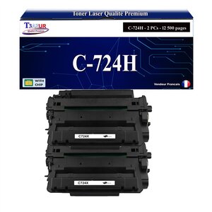 T3AZUR -2x Toners compatibles avec Canon 724H (3482B002) pour Canon LBP6750DN LBP6780X MF512x MF515x