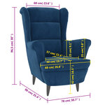 vidaXL Fauteuil bleu velours