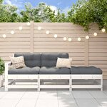 vidaXL Salon de jardin 3 Pièces avec coussins blanc bois massif