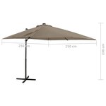 vidaXL Parasol déporté avec mât et lumières LED Taupe 250 cm