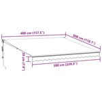 vidaXL Auvent rétractable anthracite et blanc 4x3 m tissu et aluminium