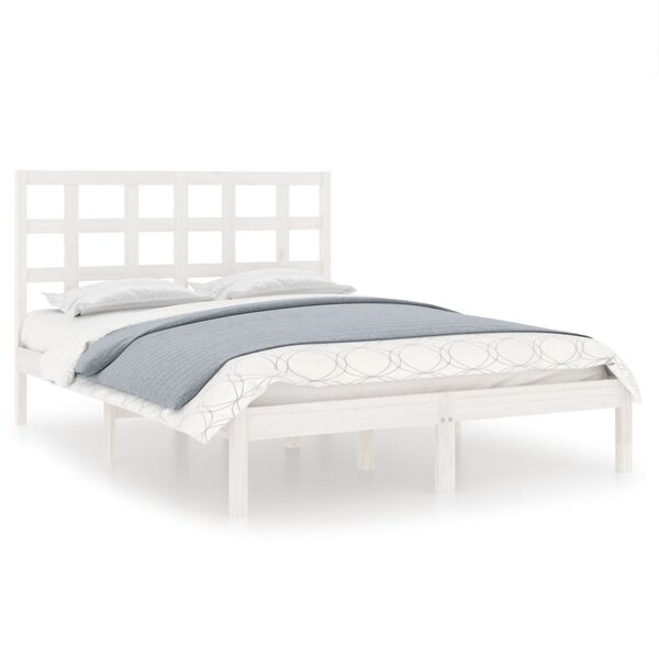 vidaXL Cadre de lit Blanc Bois massif 120x190 cm Petit double