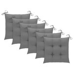 vidaXL Chaises de jardin avec coussins gris lot de 6 Bois teck massif