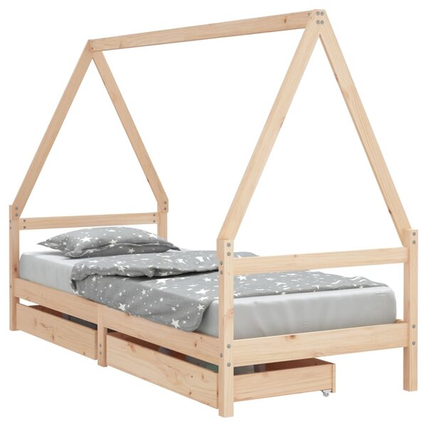 vidaXL Cadre de lit pour enfants gris 80x200 cm bois de pin massif
