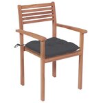 vidaXL Chaises de jardin 4 Pièces avec coussins anthracite Teck solide