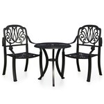 vidaXL Ensemble de bistro 3 Pièces Aluminium coulé Noir