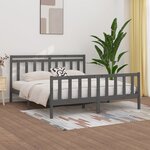 vidaXL Cadre de lit Gris Bois de pin massif 200x200 cm
