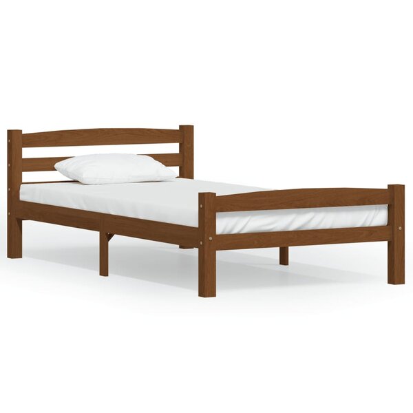 vidaXL Cadre de lit Marron miel Bois de pin massif 100x200 cm