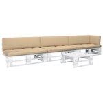 vidaXL Salon de jardin palette 4 Pièces et coussins pin imprégné de blanc