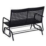 Banc à bascule de jardin 2 places style cosy chic métal époxy résine tressée imitation rotin noir