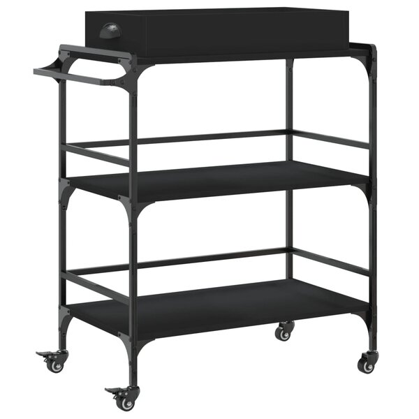 vidaXL Chariot de cuisine noir 81 5x41x92 5 cm bois d'ingénierie