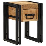 Table d'appoint vidaXL avec tiroir Noir 30x30x40 cm Bois de manguier massif