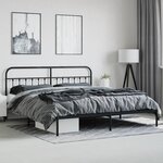 vidaXL Cadre de lit métal avec tête de lit noir 193x203 cm