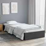vidaXL Cadre de lit Gris Bois massif 75x190 cm Petit simple