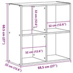vidaXL Bibliothèque vieux bois 68 5x32x68 5 cm bois d'ingénierie