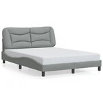 vidaXL Cadre de lit avec lumières LED gris clair 140x200 cm tissu