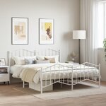 vidaXL Cadre de lit métal avec tête de lit/pied de lit blanc 183x213cm