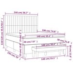 vidaXL Sommier à lattes de lit et matelas Gris clair 140x190cm Velours