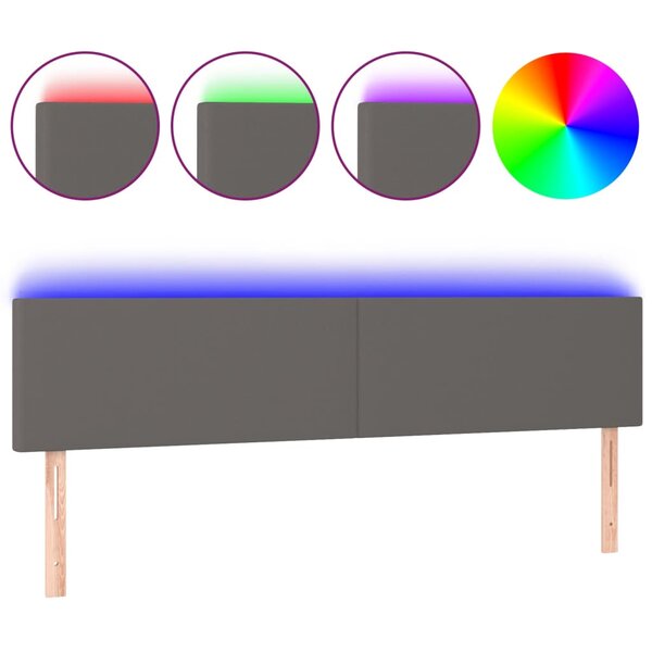 vidaXL Tête de lit à LED Gris 160x5x78/88 cm Similicuir