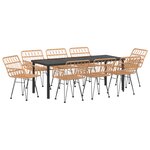 vidaXL Set de Dînette de Jardin 9 Pièces Rattan Poly Brown