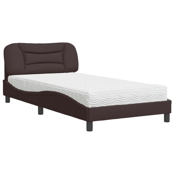 vidaXL Lit avec matelas marron foncé 100x200 cm tissu
