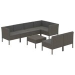 vidaXL Salon de jardin 8 Pièces avec coussins résine tressée gris