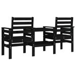 vidaXL Banc de jardin avec table 2 places noir bois massif de pin