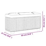 vidaXL Bancs de rangement lot de 2 et coussin marron 69 cm quenouille