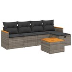 vidaXL Salon de jardin 6 Pièces avec coussins gris résine tressée