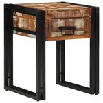 Table d'appoint vidaXL avec tiroir Noir 40x40x50 cm en bois massif de récupération