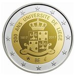 Pièce de monnaie 2 euro commémorative Belgique 2017 BU – Université de Liège – Légende française