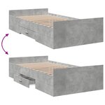 vidaXL Cadre de lit et tiroirs gris béton 100x200 cm bois d'ingénierie