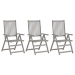 vidaXL Chaises inclinables de jardin lot de 3 Gris Bois solide acacia