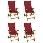 vidaXL Chaises inclinables de jardin 4 Pièces avec coussins Bois d'acacia