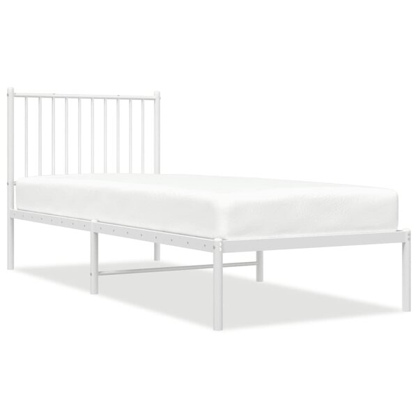 vidaXL Cadre de lit métal avec tête de lit blanc 80x200 cm