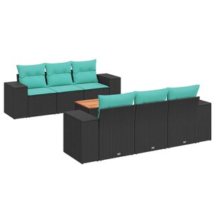 vidaXL Salon de jardin 7 Pièces avec coussins noir résine tressée