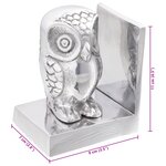 Serre-livres vidaXL 2 Pièces Argent 7x9x11 cm Aluminium Hibou