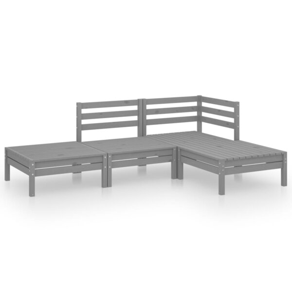 vidaXL Salon de jardin 4 Pièces Gris Bois de pin massif